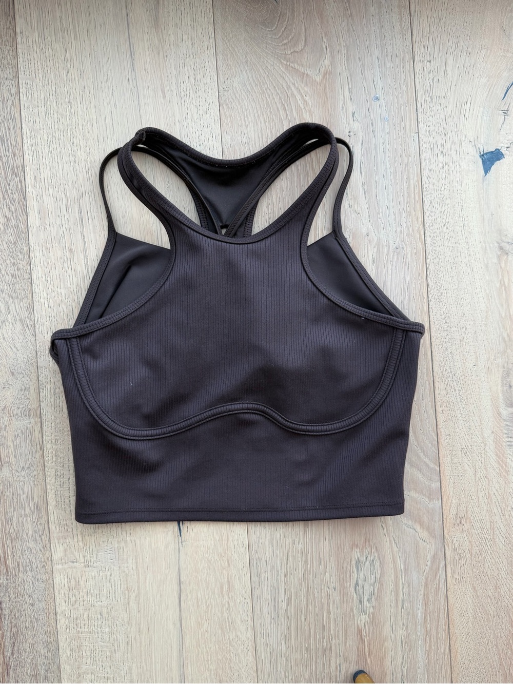 ALO Yoga Brown Double Layered Ribbed High-Neck Racerback Sports Bra
